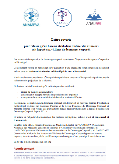 Lettre ouverte sur le barème aux intérêts des assureurs