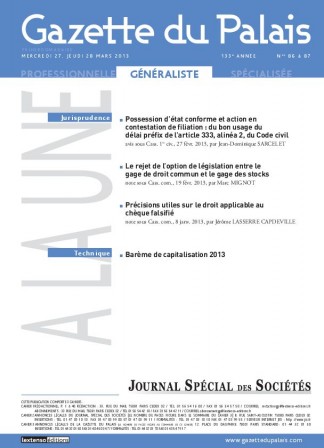 Sommaire de la Gazette du Palais du 28 mars 2013 Sommaire de la Gazette du Palais du 28 mars 2013